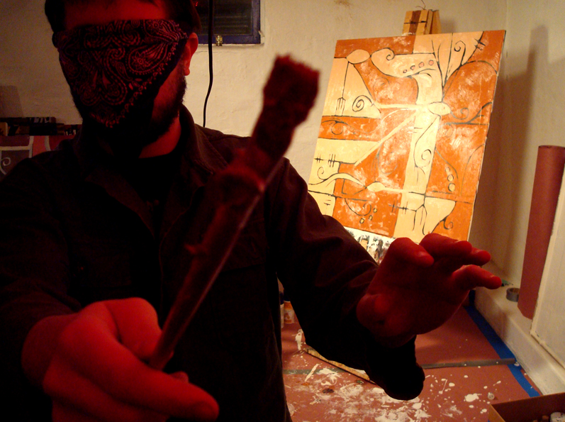 blindfolded painting