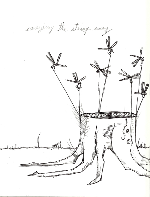 carrying the stump away