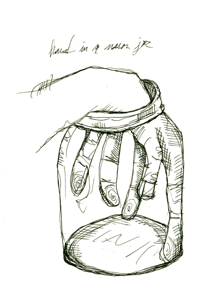 hand in a mason jar